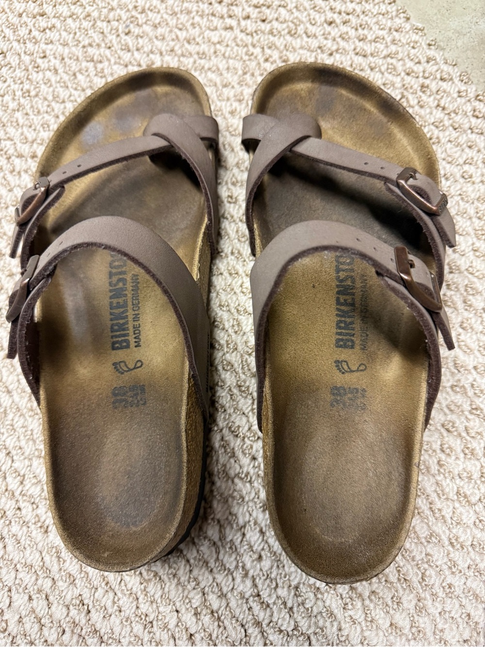 Birkenstock Women's Brown Cross-Strap Leather Sandals